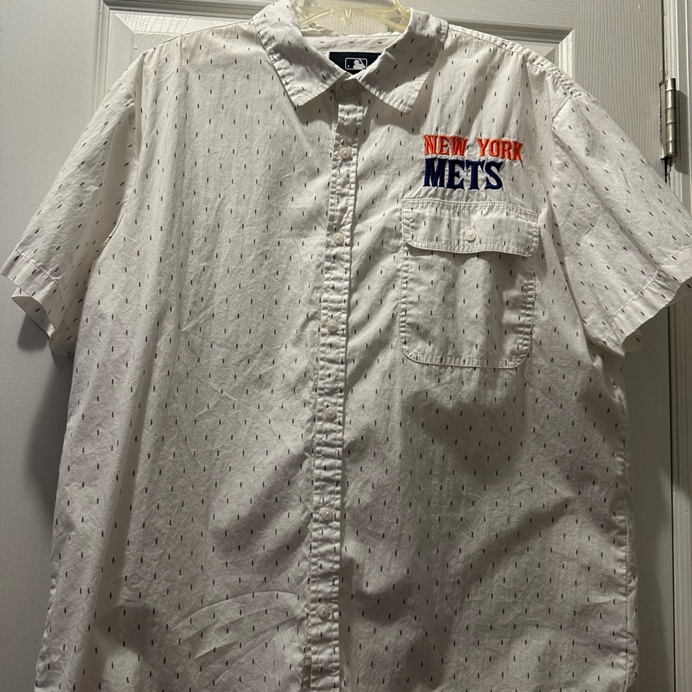 New York Mets White Casual Button-Down Shirt